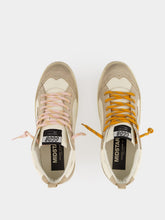Golden Goose Beige and Silver Mid Star Sneakers