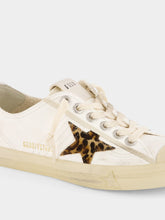 Golden Goose White V-Star LTD Sneakers with Pony Skin Star