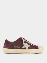 Golden Goose Red Wine V-Star 2 Sneakers With Cream Star