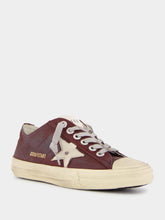 Golden Goose Red Wine V-Star 2 Sneakers With Cream Star
