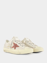 Golden Goose White V-Star 2 Sneakers with Red Star
