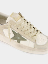Golden Goose Panna and Military Green Stardan Leather Sneakers