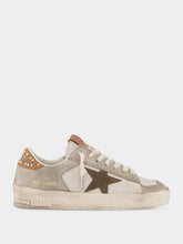 Golden Goose White and Beige Leather Stardan Sneakers with Star and Studded Heel