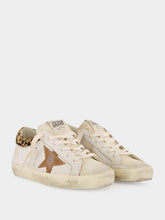 Golden Goose White Superstar Sneakers with Leopard Heel