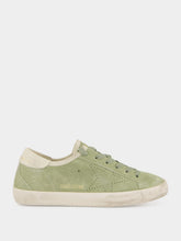Golden Goose Sage Green and White Super-Star Sneakers