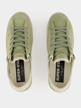 Golden Goose Sage Green and White Super-Star Sneakers