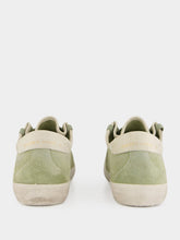 Golden Goose Sage Green and White Super-Star Sneakers