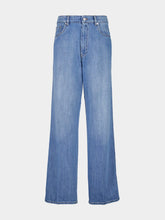 Miu Miu Celeste Blue Straight-Fit Logo Jeans