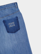 Miu Miu Celeste Blue Straight-Fit Logo Jeans