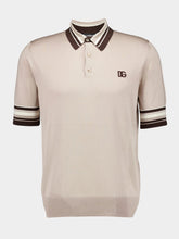 Dolce & Gabbana Beige Silk Polo Shirt with DG Embroidery
