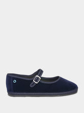 Piedaterre Blue Velvet Mary Jane Flats