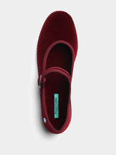 Piedaterre Burgundy Velvet Mary Jane Flats