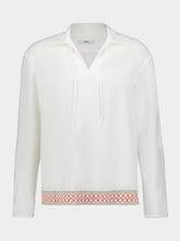 Commas White Tie Crochet Trim Linen Shirt