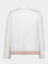 Commas White Tie Crochet Trim Linen Shirt