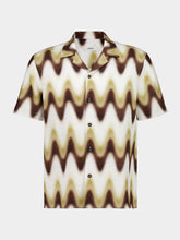Commas Cream and Brown Shirt Slim Fit Wave Gradient Linen