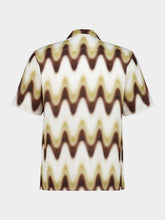 Commas Cream and Brown Shirt Slim Fit Wave Gradient Linen