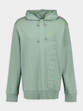 Balmain Logo-Embossed Green Cotton Hoodie