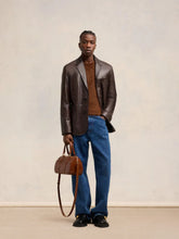 Ami Paris Dark Coffee Leather Blazer
