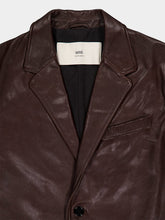 Ami Paris Dark Coffee Leather Blazer