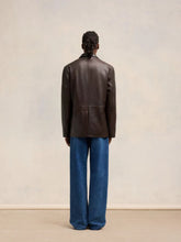 Ami Paris Dark Coffee Leather Blazer