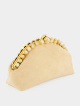 Cult Gaia Sand Una Suede Beaded Clutch