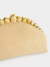 Cult Gaia Sand Una Suede Beaded Clutch