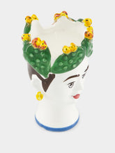 Les Ottomans Hand-Painted Ceramic Candle Woman with Cactus