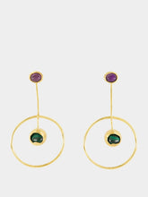 Hestia Gold Circular Gold-Plated Earrings with Stones