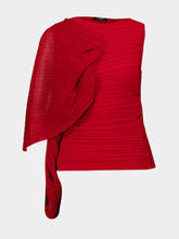 Balmain Red Asymmetrical Draped Viscose Top