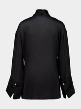 Balmain Black Silk Tie-Neck Blouse
