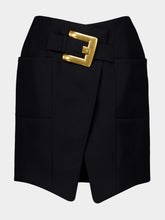 Balmain Black Short Grain de Poudre Skirt
