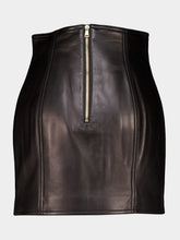 Balmain Black High-Waist Leather Mini Skirt