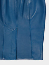 Balmain Blue Zipped Lambskin Skirt