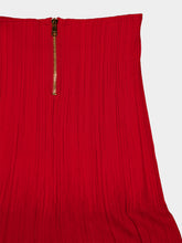 Balmain Rouge Carmin Pleated Viscose Midi Skirt