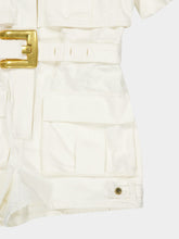 Balmain White Belted Denim Playsuit