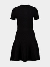 Balmain Black Quilted Knit Flared Mini Dress