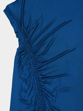 Balmain Blue One-Shoulder Draped Maxi Dress