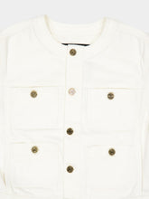 Balmain White Round Collar Denim Jacket