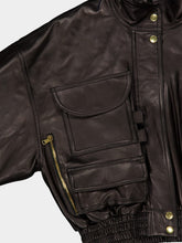 Balmain Black Lambskin Cropped Bomber Jacket