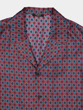 Balmain Red Tie Print Silk Short-Sleeve Shirt
