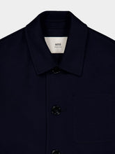 Ami Paris Navy Blue Wool-Cashmere Buttoned Jacket