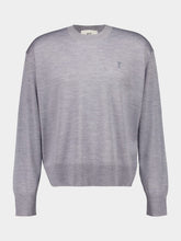 Ami Paris Heather Grey Ami de Coeur Crewneck Sweater