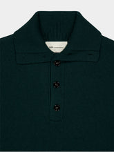 Ami Paris Bottle Green Buttoned Collar Wool Jumper