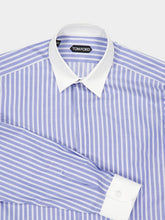 Tom Ford White and Blue Cotton Stripe Shirt