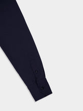 Tom Ford Navy Blue Long-Sleeve Military Shirt in Fluid Cotton and Silk