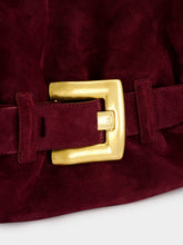 Balmain Burgundy Anthem Medium Suede Leather Bag