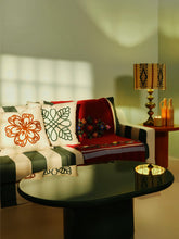 House of Capricorn Handmade Florea Natural Linen and Brown Embroidered Cushion