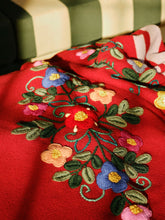 House of Capricorn Hand-Embroidered Frésia Bordeaux Wool Blanket