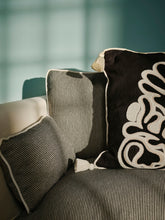 House of Capricorn Teles Black Linen and Chenille Embroidered Cushion