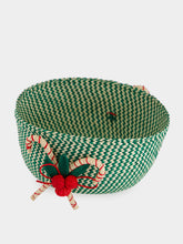 Coro Cora Green Christmas Bread Basket Candy Cane